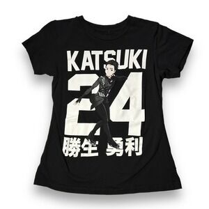 Yuri On Ice Crunchy Roll Katsuki Black Graphic Tshirt Size Small - "Courtney"